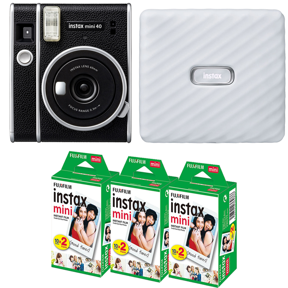 INSTAX MINI 40 Instant Film Camera +Mini Film White Printer Kit -3 Pack *FREE SHIPPING*