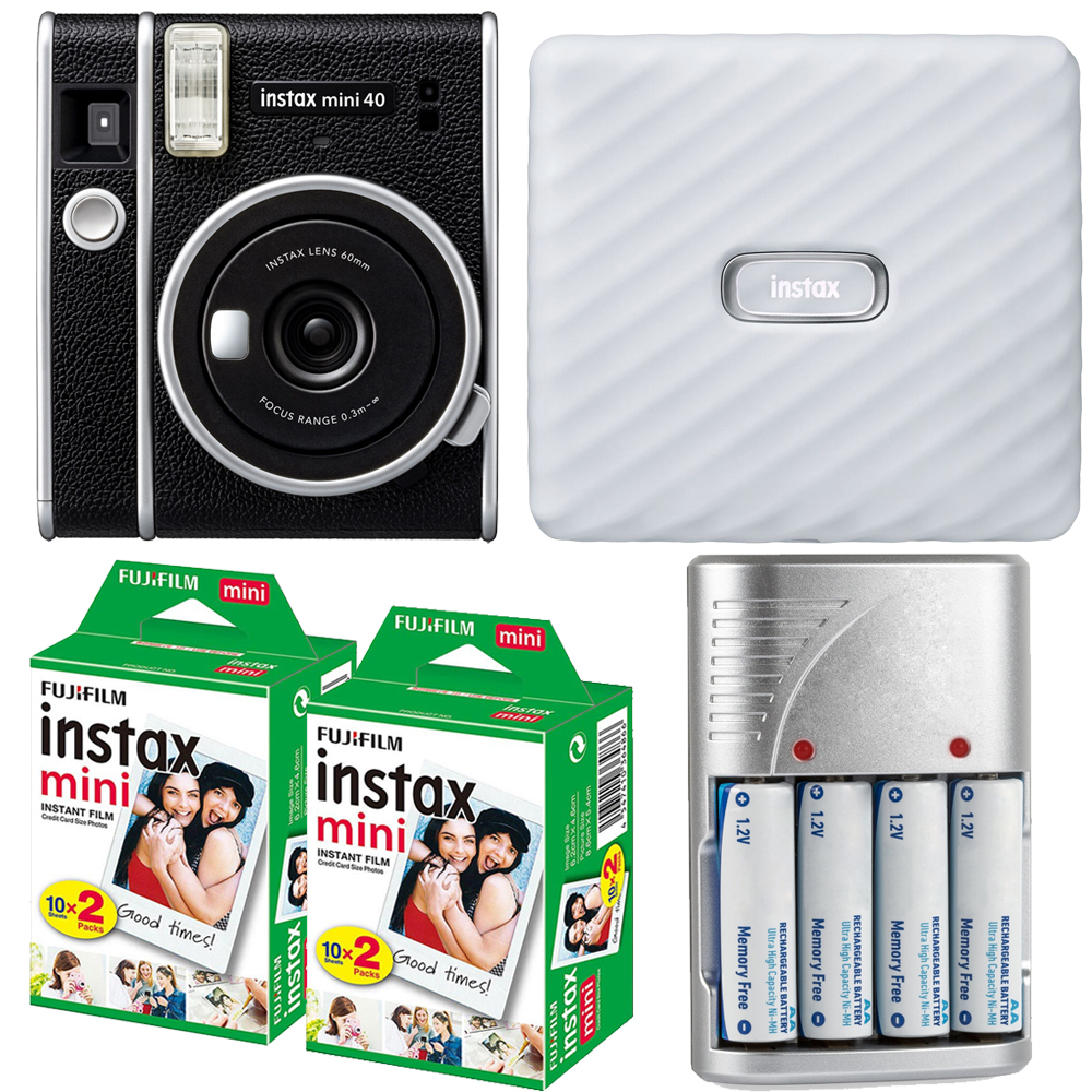 INSTAX MINI 40 Film Camera +Battery+Mini Film White Printer Kit -2 Pack *FREE SHIPPING*