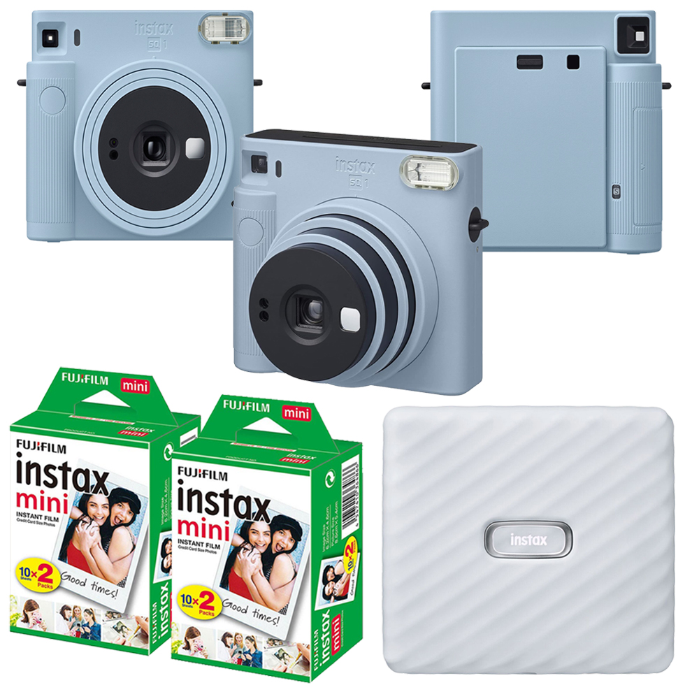 INSTAX SQUARE SQ1 Film Camera Blue +Mini Film White Printer Kit -2 Pack *FREE SHIPPING*