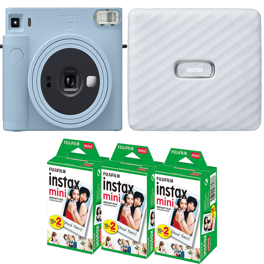 INSTAX SQUARE SQ1 Film Camera Blue +Mini Film White Printer Kit -3 Pack *FREE SHIPPING*