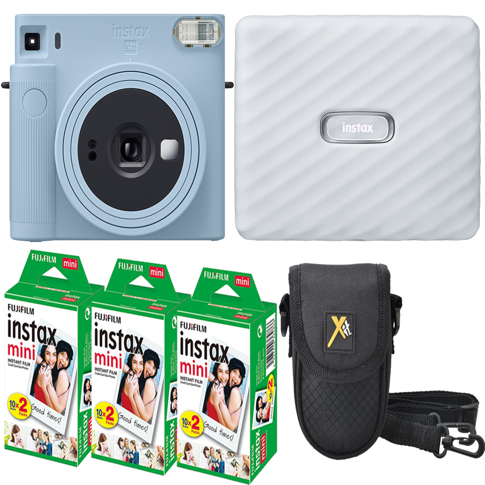 INSTAX SQUARE SQ1 Film Camera Blue+Case +Film White Printer Kit -3 Pack *FREE SHIPPING*