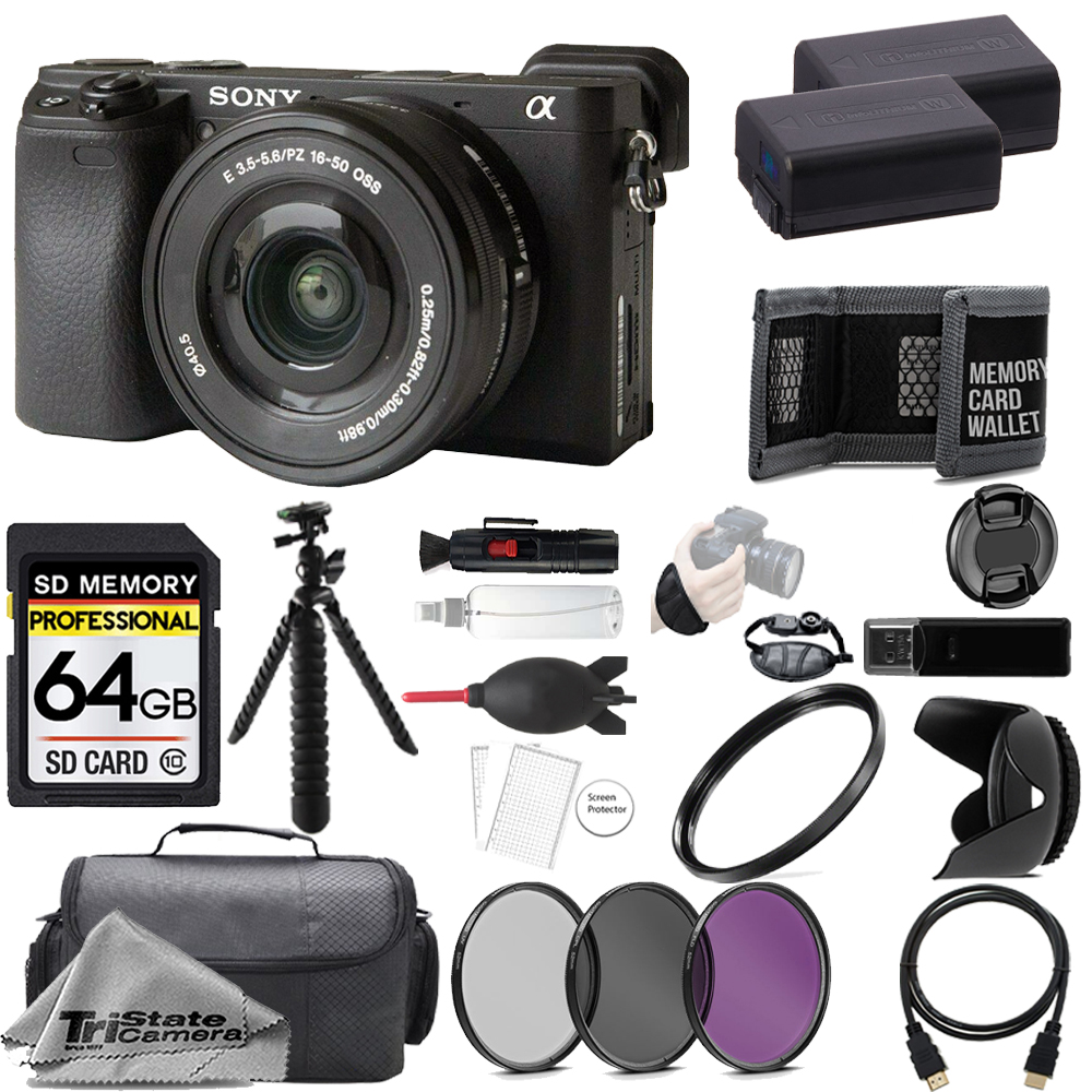 Alpha a6400 Camera w/ 16-50mm Lens +64GB + Ext Bat+ 3 PC Filter- Kit *FREE SHIPPING*