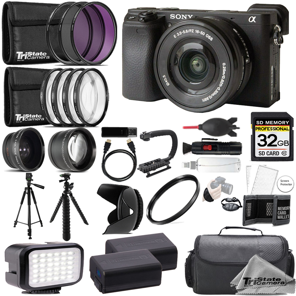 Alpha a6400 Camera w/ 16-50mm Lens +32GB +Ext Bat+ 9 PC Filter-MEGA Kit *FREE SHIPPING*