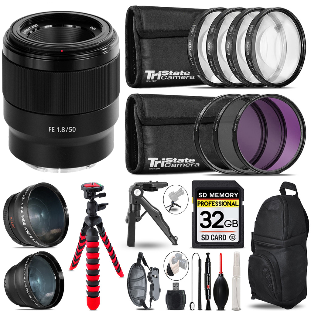 FE 50mm f/1.8 Lens - 3 Lens Kit +Tripod +Backpack - 32GB Kit *FREE SHIPPING*