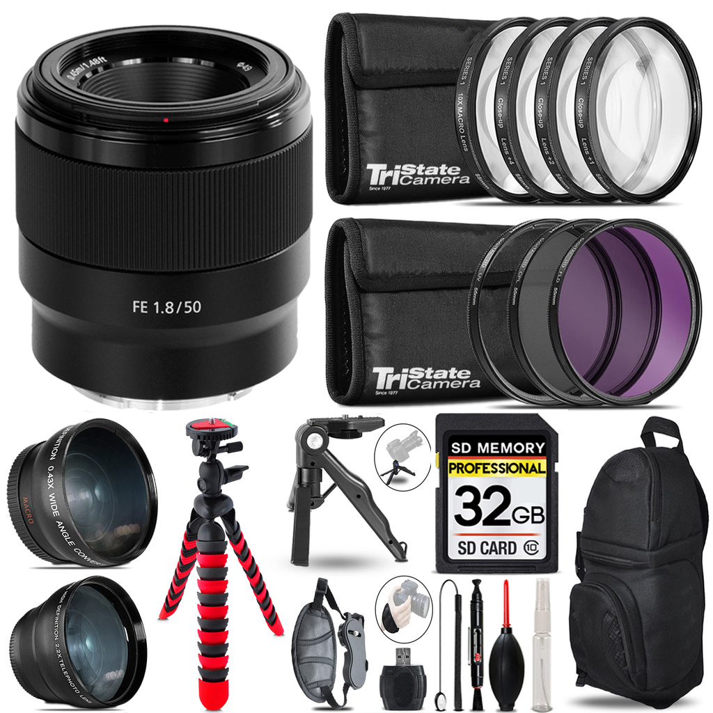 FE 50mm f/1.8 Lens -3 Lens Kit +Tripod +Backpack - 32GB Kit *FREE SHIPPING*