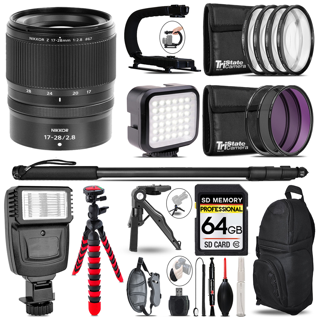 NIKKOR Z 17-28mm f/2.8  Lens - Video Kit +Slave Flash +Monopad - 64GB Kit *FREE SHIPPING*