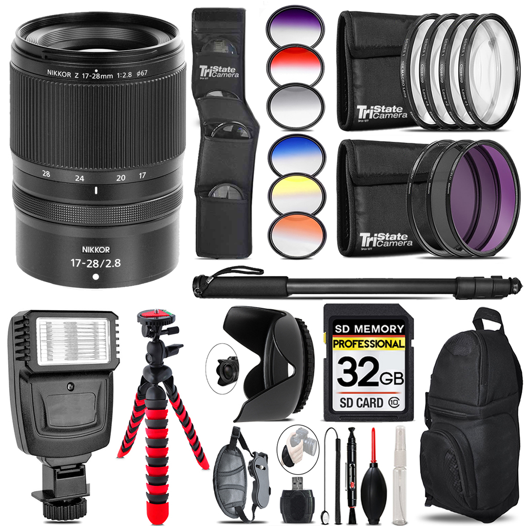 NIKKOR Z 17-28mm f/2.8  Lens +Flash +Color Filter Set -32GB Accessory Kit *FREE SHIPPING*