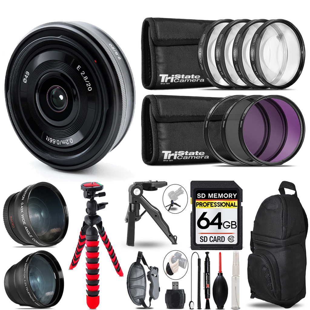 E 20mm f/2.8 Lens- 3 Lens Kit + Tripod +Backpack -64GB Kit *FREE SHIPPING*