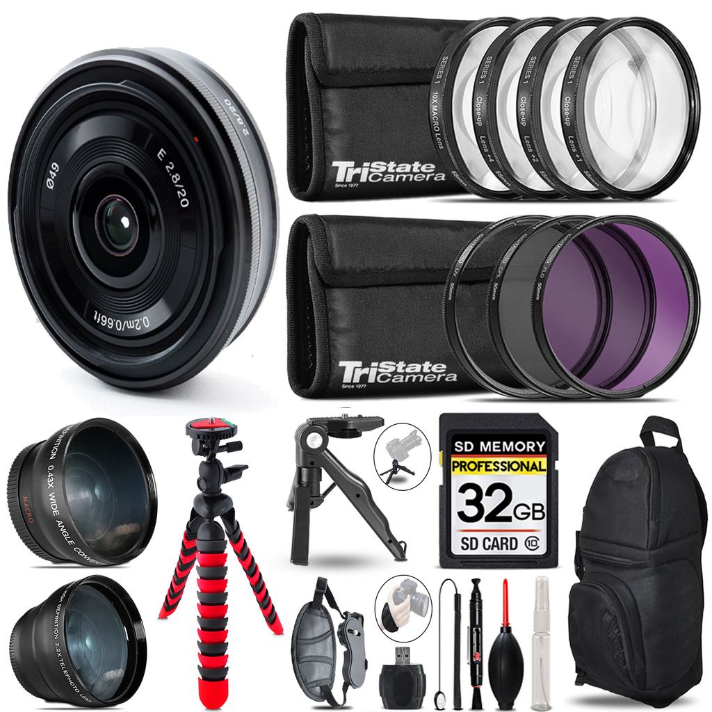 E 20mm f/2.8 Lens - 3 Lens Kit +Tripod +Backpack - 32GB Kit *FREE SHIPPING*