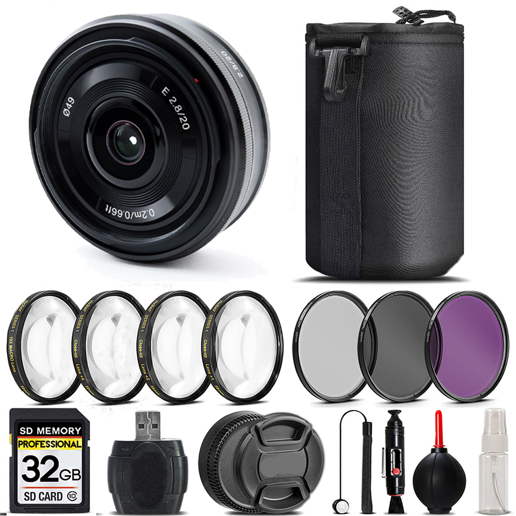 E 20mm f/2.8 Lens +4PC Macro Kit +UV, CPL, FLD Filter -32GB *FREE SHIPPING*
