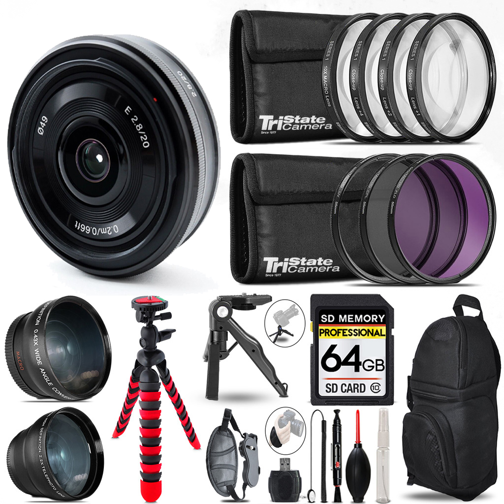 E 20mm f/2.8 Lens -3 Lens Kit + Tripod +Backpack -64GB Kit *FREE SHIPPING*