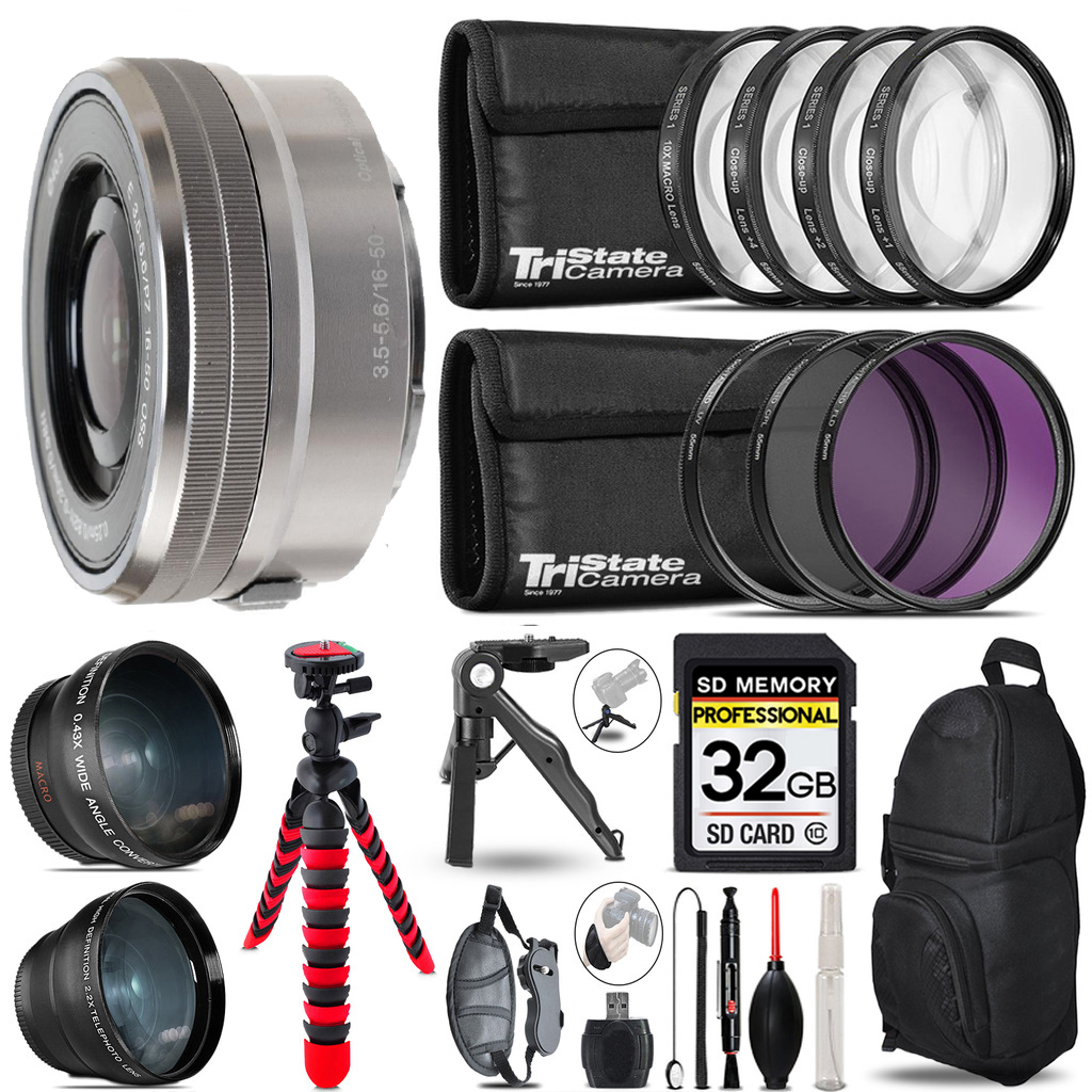 E PZ 16-50mm f/3.5-5.6 OSS Lens - 3 Lens Kit +Tripod +Backpack - 32GB Kit *FREE SHIPPING*
