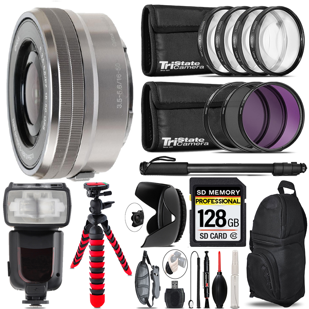 E PZ 16-50mm f/3.5-5.6 OSS Lens + 7 Piece Filter & More-128GB Accessory Kit *FREE SHIPPING*