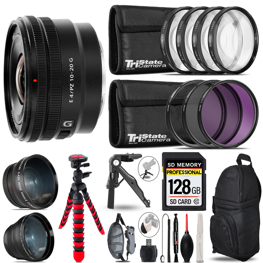 E 10-20mm f/4 PZ G Lens -3 Lens Kit +Tripod +Backpack - 128GB Kit *FREE SHIPPING*