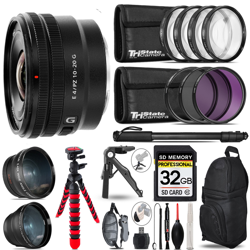 E 10-20mm f/4 PZ G Lens -3 Lens Kit +Tripod +Backpack - 32GB Kit *FREE SHIPPING*