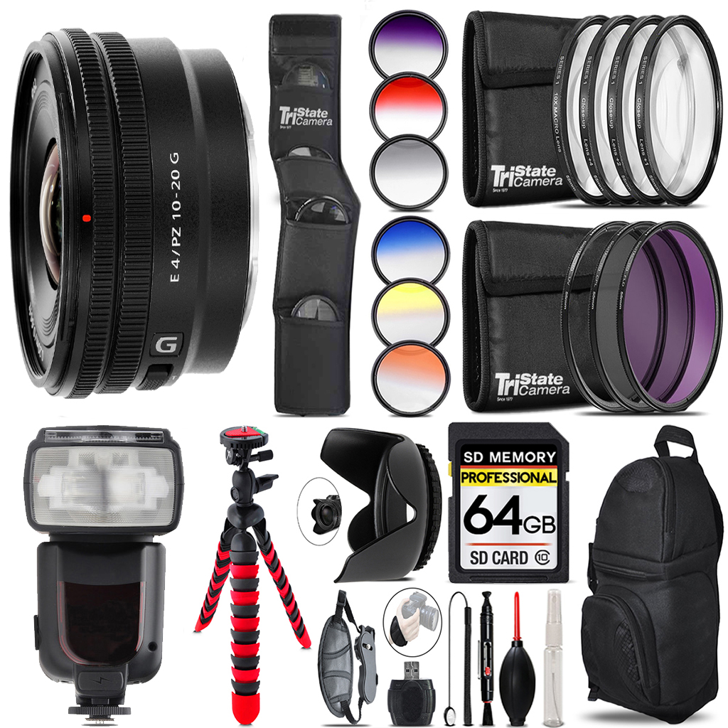 E 10-20mm f/4 PZ G Lens +13 Piece Filter & More- 64GB Kit *FREE SHIPPING*