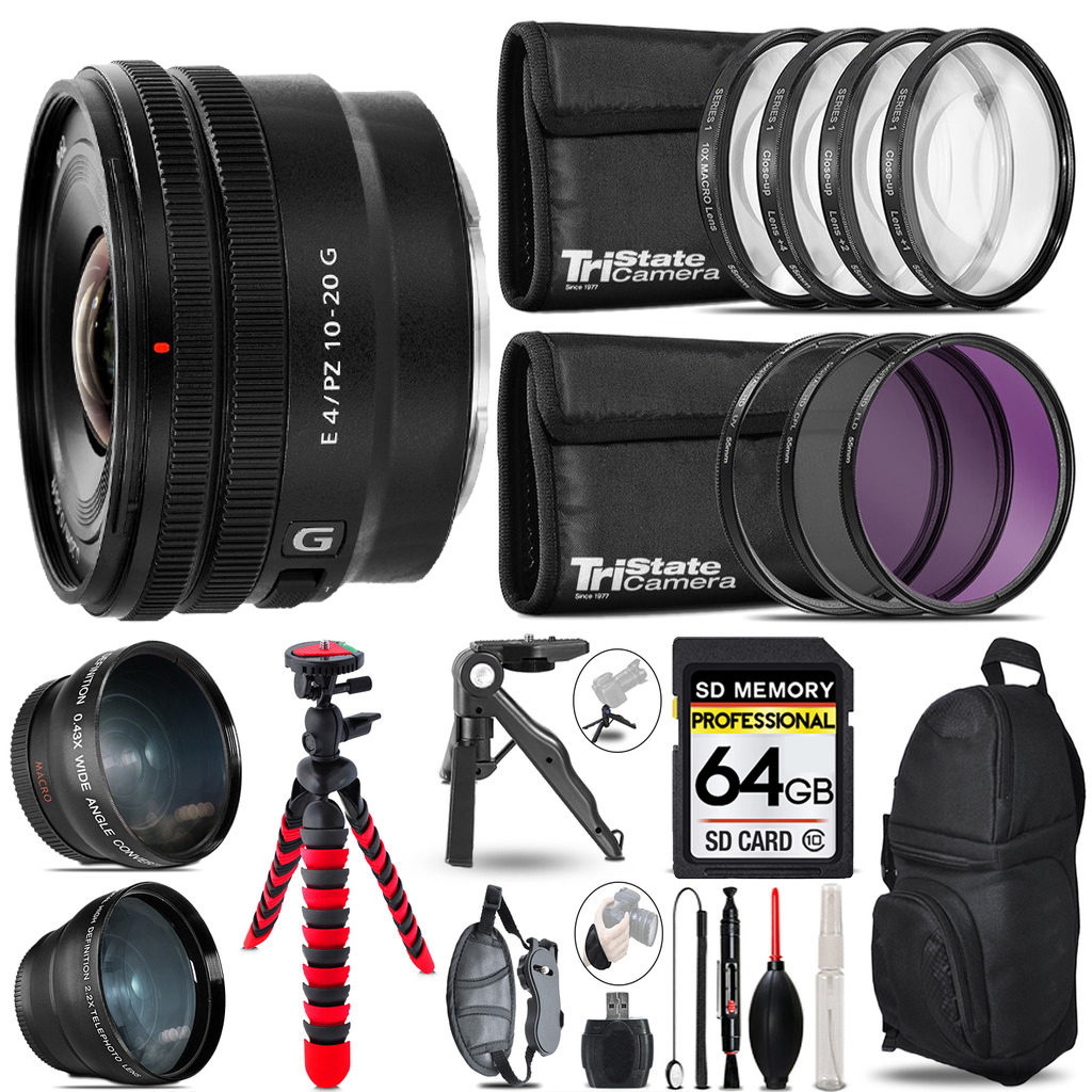 E 10-20mm f/4 PZ G Lens -3 Lens Kit + Tripod +Backpack -64GB Kit *FREE SHIPPING*