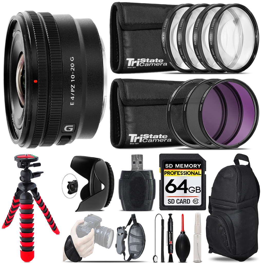 E 10-20mm f/4 PZ G Lens + Macro Filter Kit & More - 64GB Kit Kit *FREE SHIPPING*