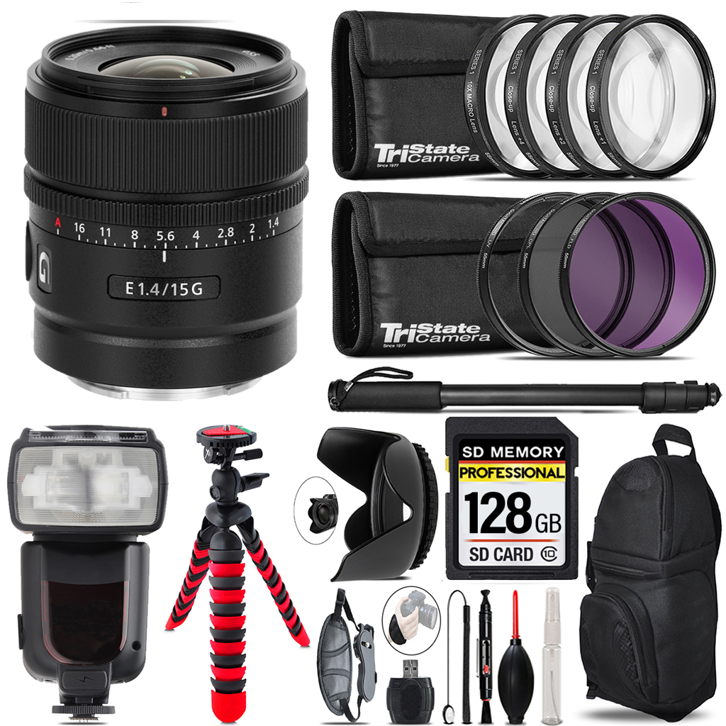 E 15mm f/1.4 G Lens + 7 Piece Filter & More - 128GB Accessory Kit *FREE SHIPPING*