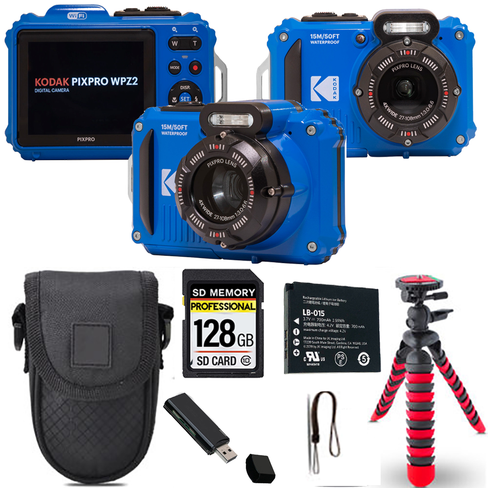 PIXPRO WPZ2 Digital Camera (Blue)+ Spider Tripod + Case - 128GB Kit *FREE SHIPPING*