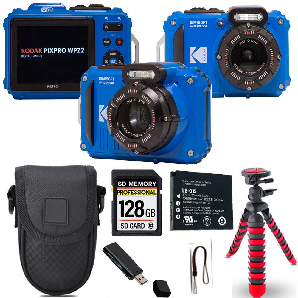 PIXPRO WPZ2 Digital Camera (Blue)+ Spider Tripod + Case - 64GB Kit *FREE SHIPPING*
