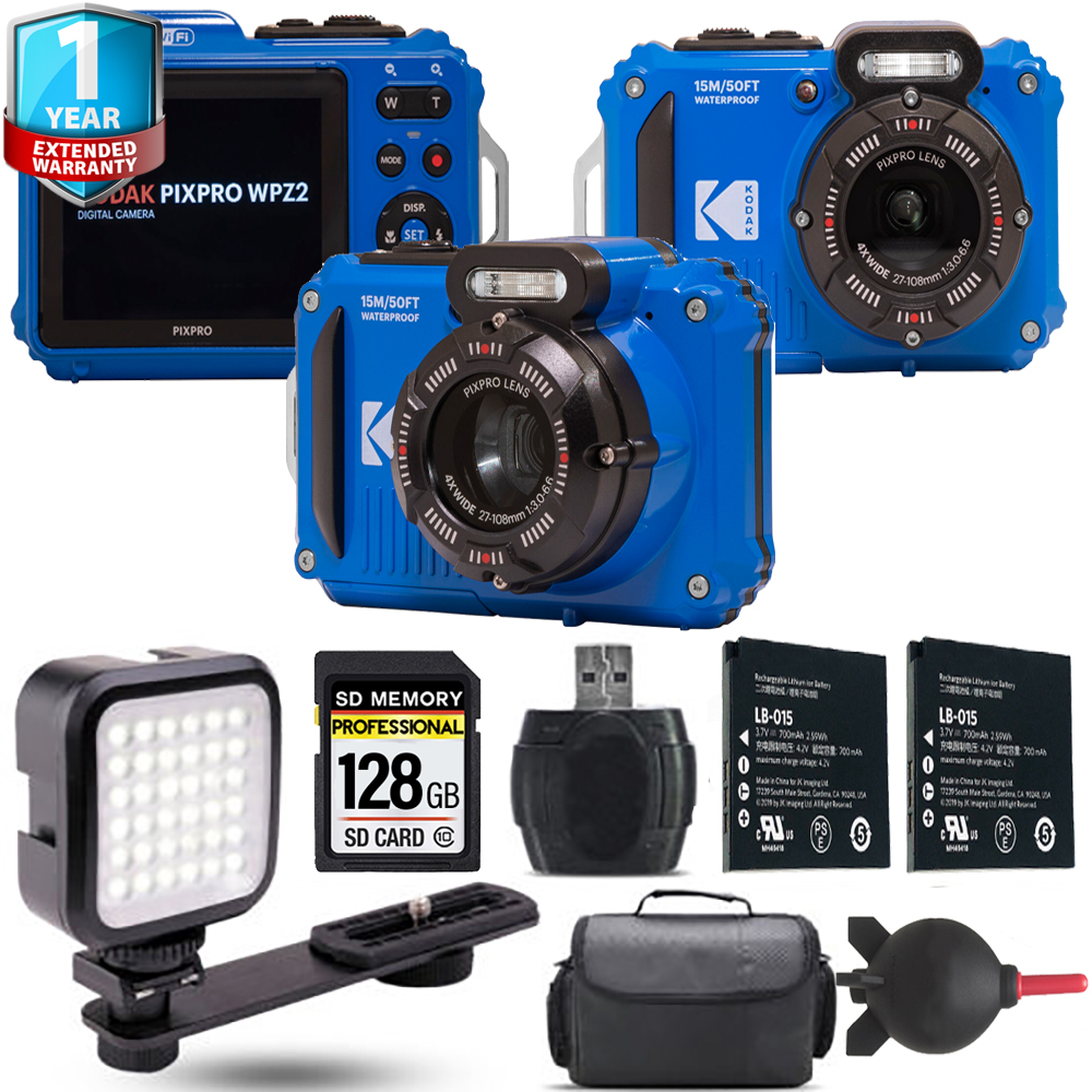PIXPRO WPZ2 Digital Camera (Blue) + Extra Battery + 1 Yr Warranty - 128GB *FREE SHIPPING*