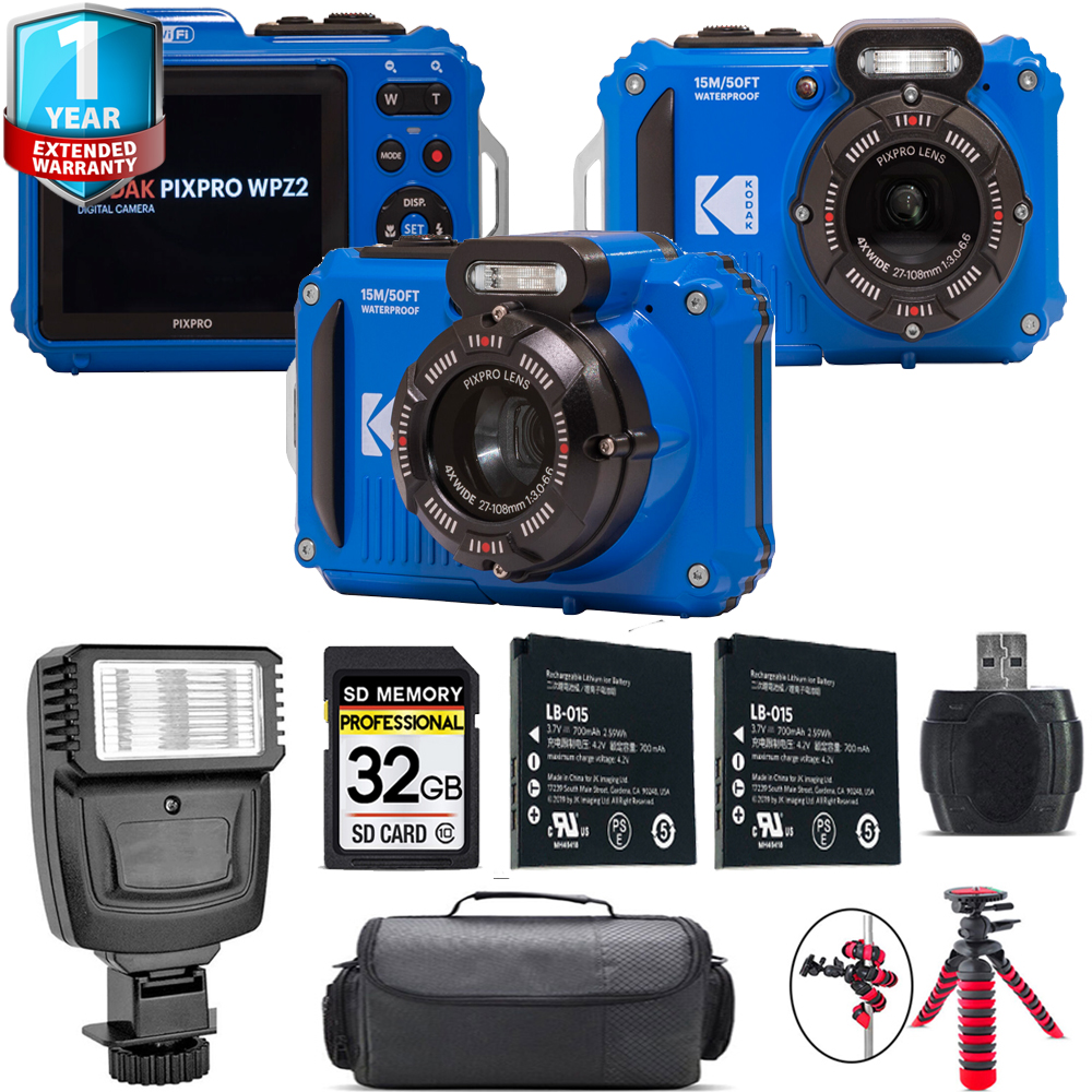 PIXPRO WPZ2 Digital Camera (Blue) + Extra Battery +1 Yr Warranty + 32GB *FREE SHIPPING*