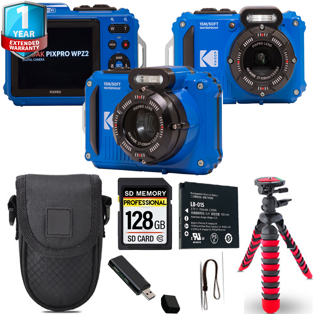 PIXPRO WPZ2 Digital Camera (Blue) + Spider Tripod + 1 Yr Warranty - 64GB *FREE SHIPPING*