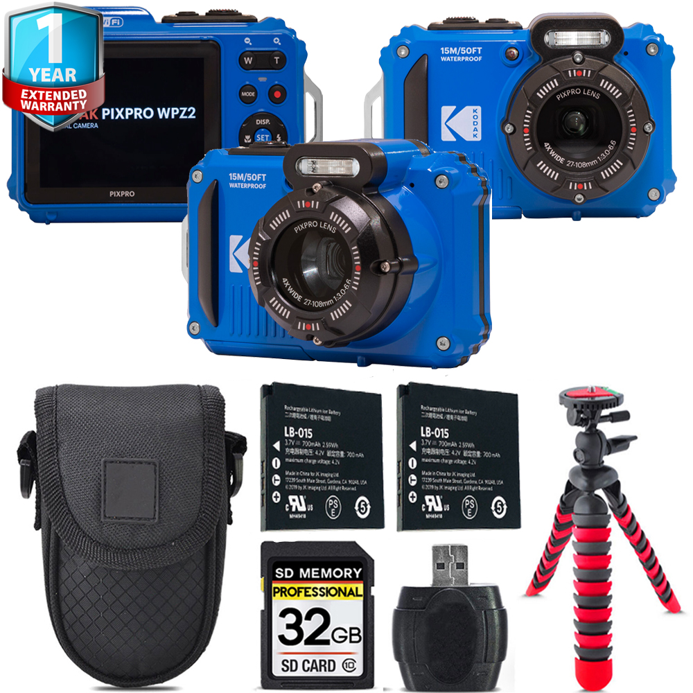 PIXPRO WPZ2 Digital Camera (Blue) + 1 Yr Warranty +Tripod + Case -32GB *FREE SHIPPING*