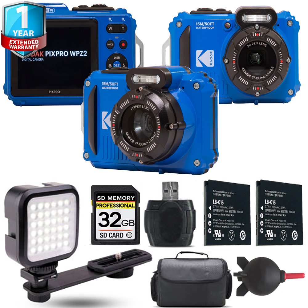 PIXPRO WPZ2 Digital Camera (Blue) + Extra Battery + LED +1 Yr Warranty *FREE SHIPPING*