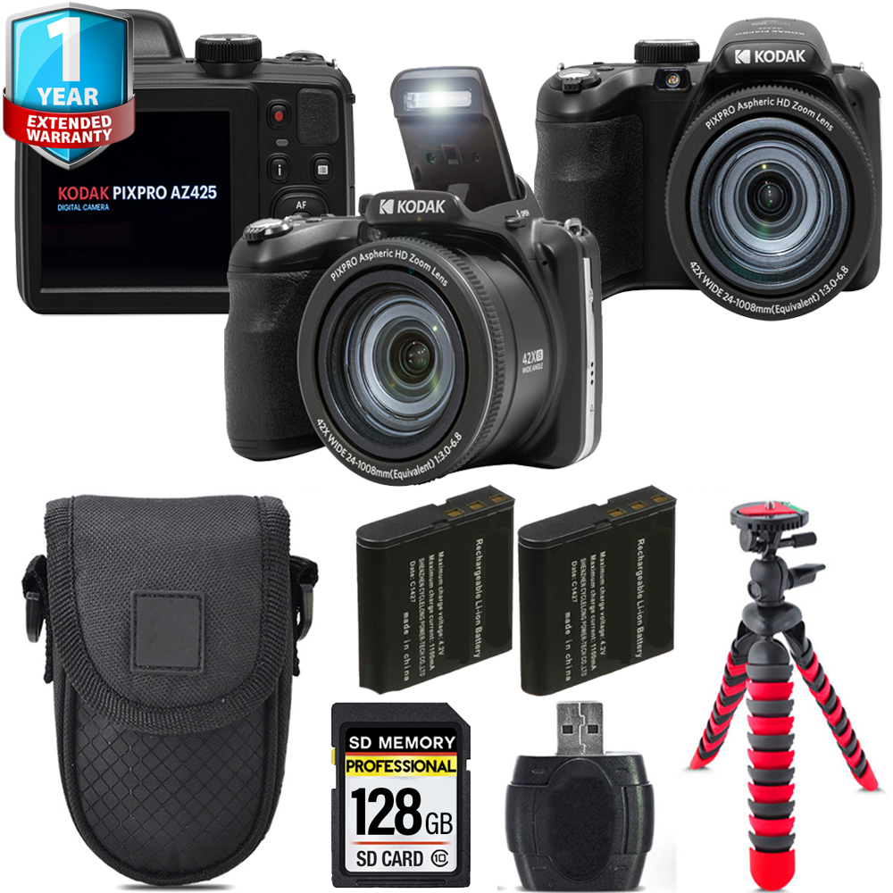 PIXPRO AZ425 Digital Camera (Black) + Extra Battery +1 Yr Warranty  +128GB *FREE SHIPPING*