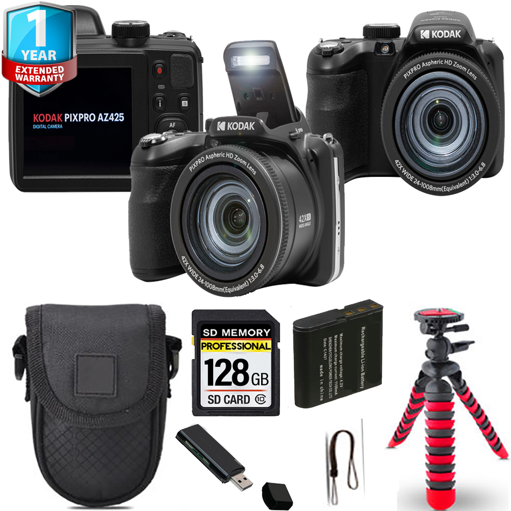 PIXPRO AZ425 Digital Camera (Black) + Spider Tripod + 1 Yr Warranty - 64GB *FREE SHIPPING*