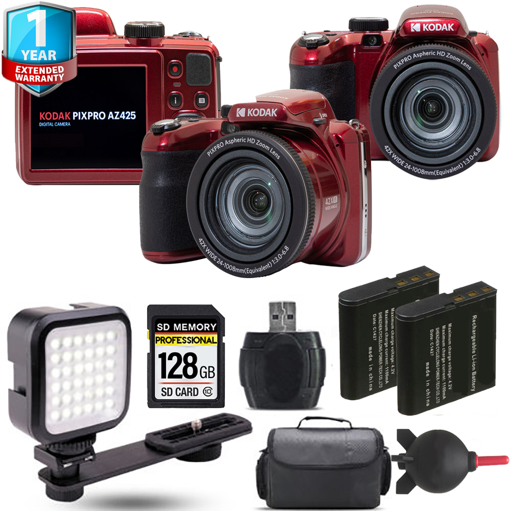 PIXPRO AZ425 Digital Camera (Red) +Extra Battery + 1 Yr Warranty - 128GB *FREE SHIPPING*