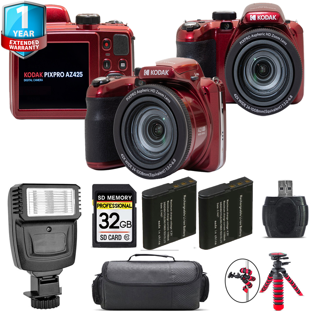 PIXPRO AZ425 Digital Camera (Red) + Extra Battery +1 Yr Warranty + 32GB *FREE SHIPPING*
