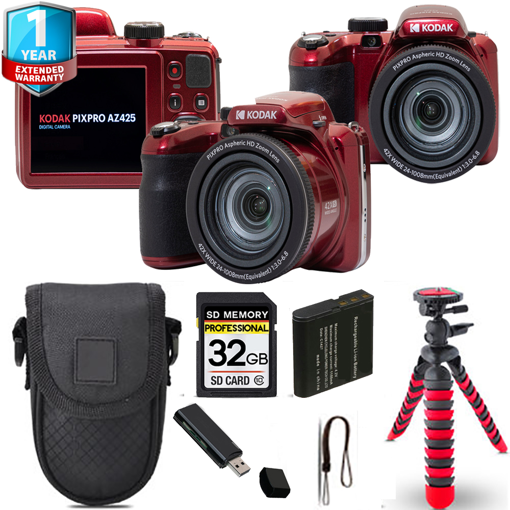 PIXPRO AZ425 Digital Camera (Red) + Tripod + Case+ 1 Yr Warranty *FREE SHIPPING*