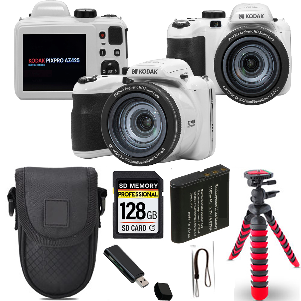 PIXPRO AZ425 Digital Camera (White)+ Spider Tripod + Case - 64GB Kit *FREE SHIPPING*