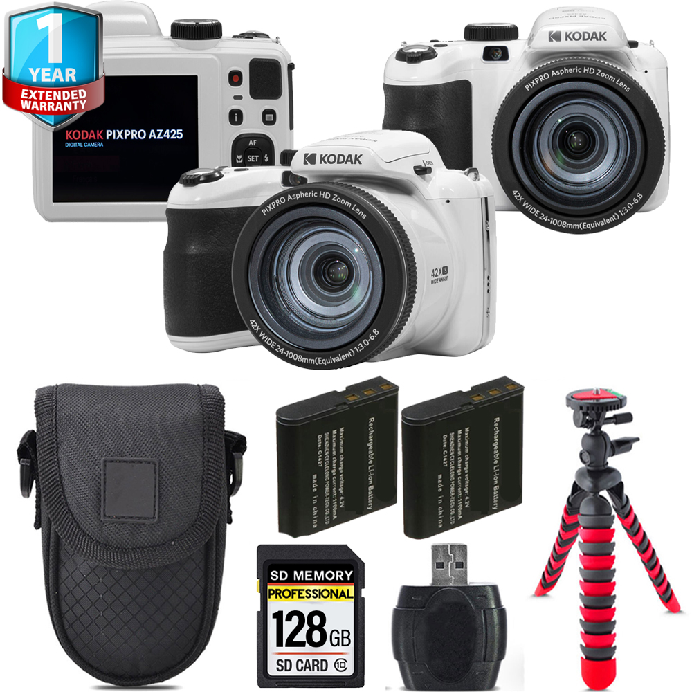 PIXPRO AZ425 Digital Camera (White) + Extra Battery +1 Yr Warranty  +128GB *FREE SHIPPING*