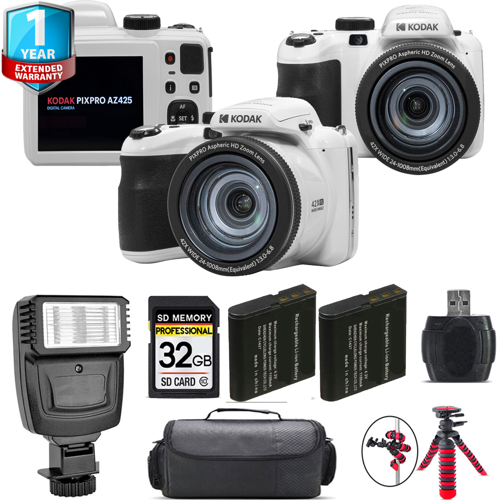 PIXPRO AZ425 Digital Camera (White) + Extra Battery +1 Yr Warranty + 32GB *FREE SHIPPING*