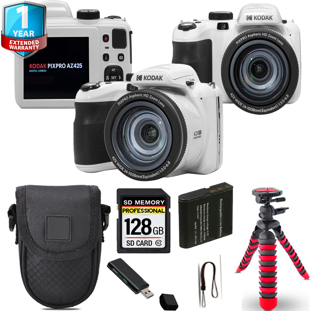PIXPRO AZ425 Digital Camera (White) + Spider Tripod + 1 Yr Warranty - 64GB *FREE SHIPPING*
