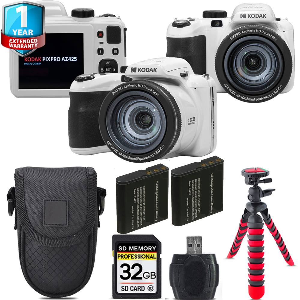PIXPRO AZ425 Digital Camera (White) + 1 Yr Warranty +Tripod + Case -32GB *FREE SHIPPING*