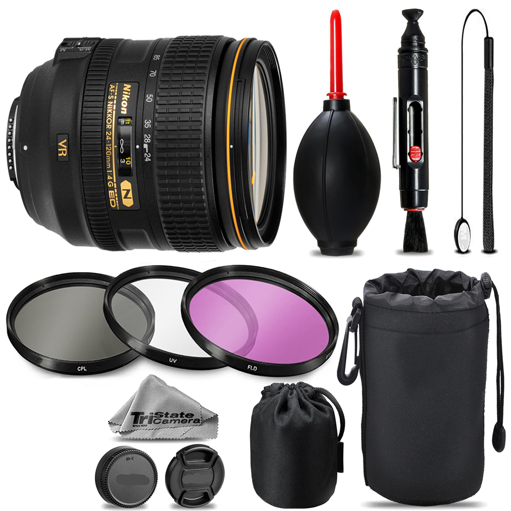 AF-S 24-120/4G ED VR Zoom Lens+ UV + FLD + CPL + Blower Brush + Lens Pen *FREE SHIPPING*