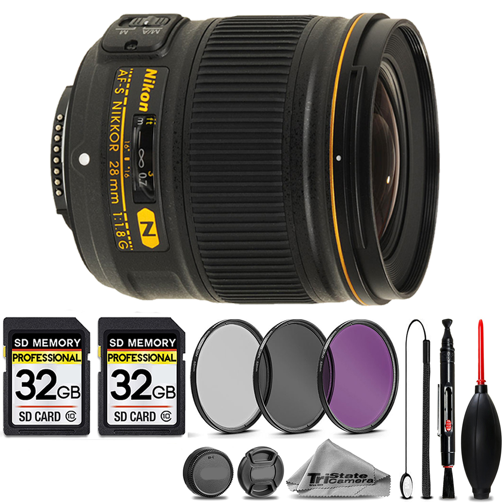 AF-S 28/1.8G Lens +3pc Filter + 64gb Storage Bundle Kit *FREE SHIPPING*