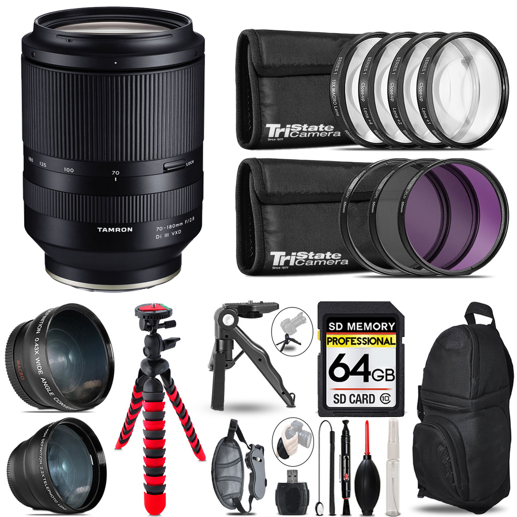 70-180mm f/2.8 Di III VXD Lens for Sony 3 Lenses+ Tripod +Backpack -64GB *FREE SHIPPING*