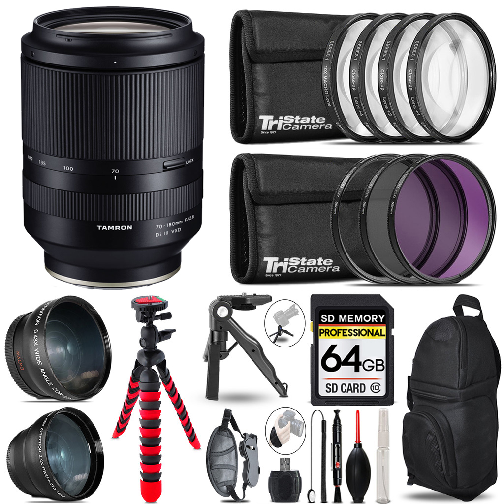 70-180mm f/2.8 Di III VXD Lens for Sony -3 Lenses+ Tripod +Backpack -64GB *FREE SHIPPING*