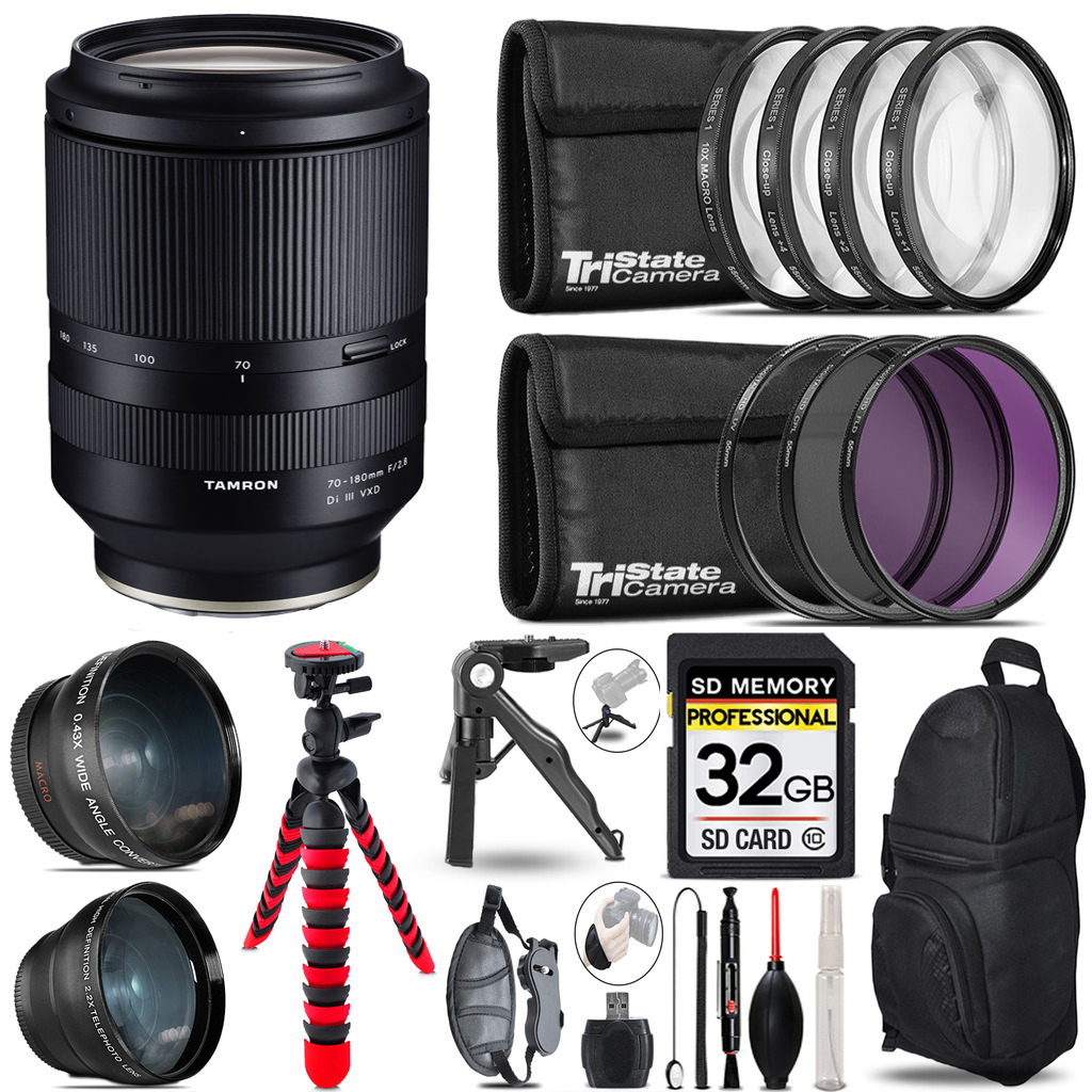 70-180mm f/2.8 Di III VXD Lens for Sony, 3 Lenses+Tripod +Backpack - 32GB *FREE SHIPPING*