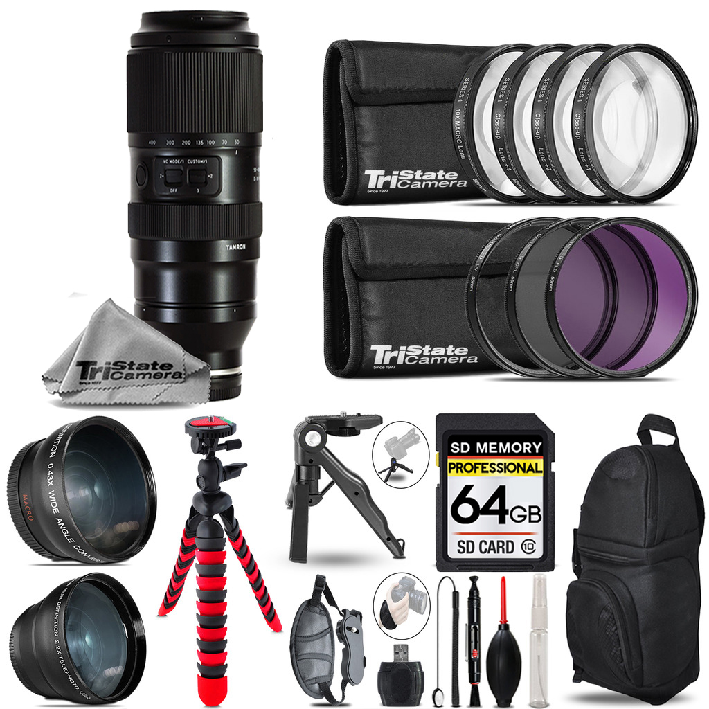 50-400mm f/4.5-6.3 Di III VC Lens for Sony 3 lens+ Tripod +Backpack -64GB *FREE SHIPPING*