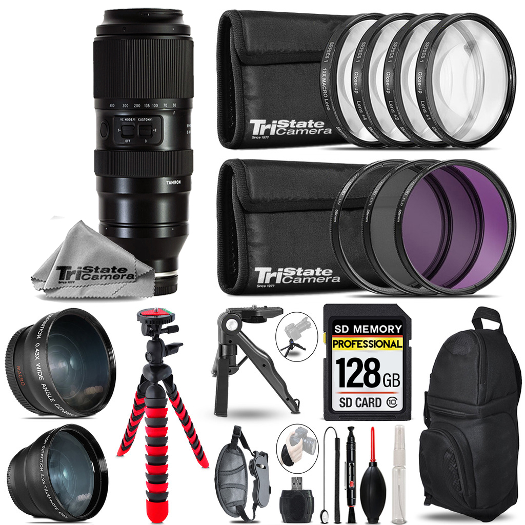 50-400mm f/4.5-6.3 Di III VC Lens for Sony 3 lens+Tripod +Backpack -128GB *FREE SHIPPING*