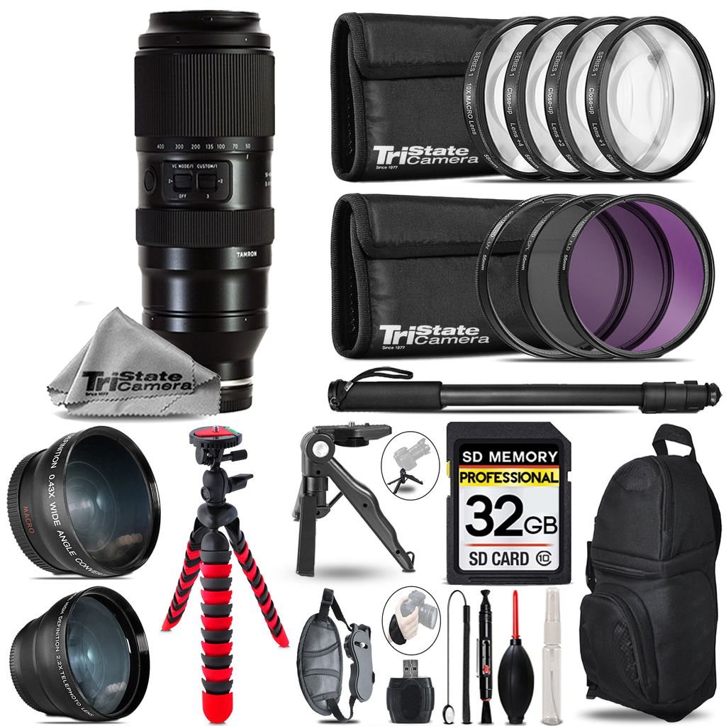 50-400mm f/4.5-6.3 Di III VC Lens for Sony -3 lens+Tripod +Backpack -32GB *FREE SHIPPING*