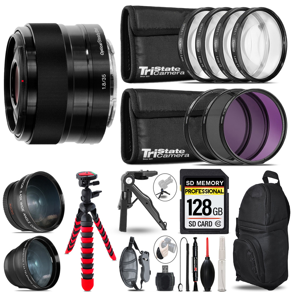 E 35mm f/1.8 OSS Lens -3 Lens Kit +Tripod +Backpack - 128GB Kit *FREE SHIPPING*