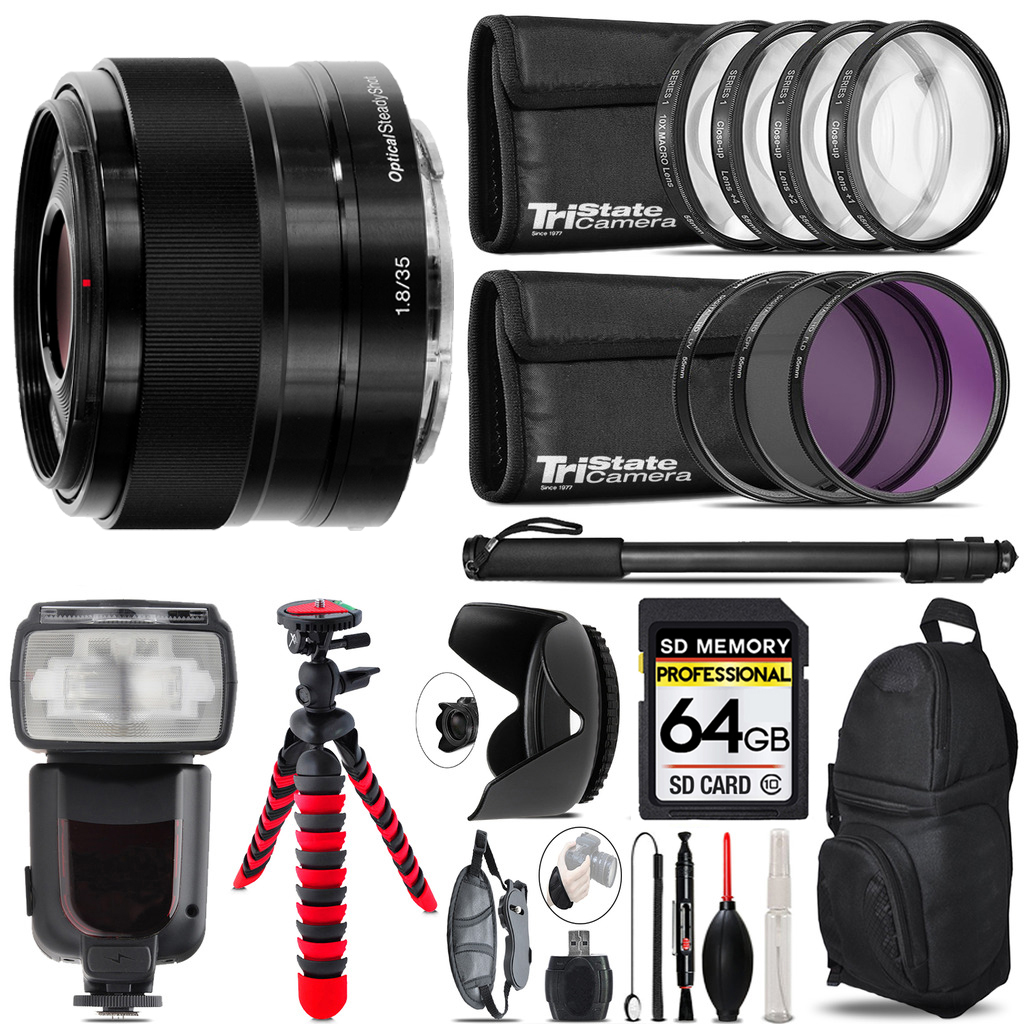 E 35mm f/1.8 OSS Lens + 7 Piece Filter & More-64GB Accessory Kit *FREE SHIPPING*